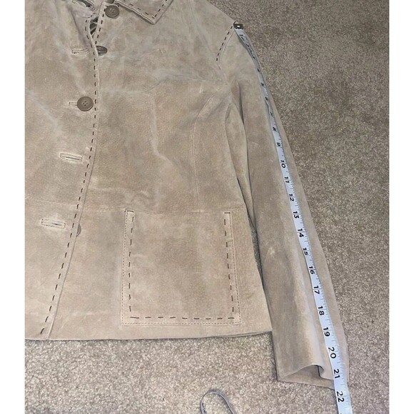 NWT Bernardo P/S Genuine Suede Leather Jacket Womens tan Lined Button Up Western - Picture 12 of 16